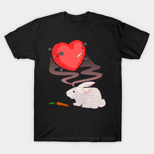Stitched Heart And Rabbit T-Shirt by CrocoWulfo